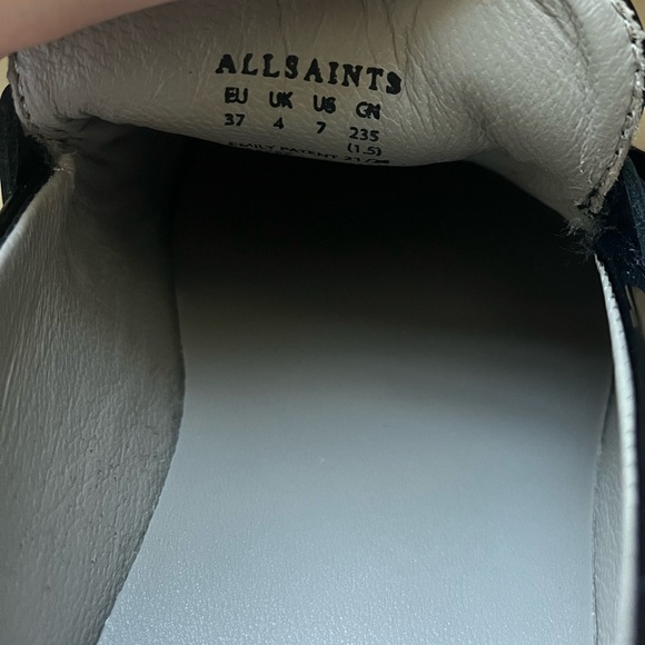 AllSaints Emily Buckled Patent Black Leather Loafer EU37/US7 - Picture 3 of 3